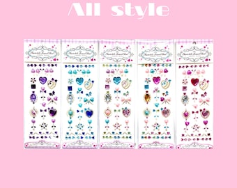 Face Gems Set, Princess Party Rhinestone Stickers, Purple Pink Blue Makeup Royal Decoration