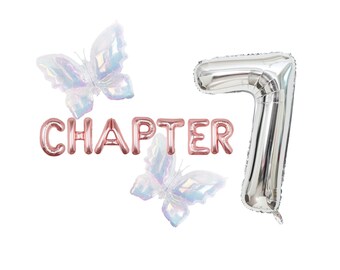 Chapter 7 Balloon Kit,7th Birthday Party Favor, Iridescent Butterflies