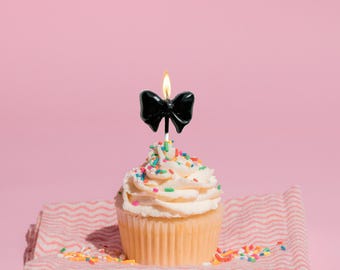 Bow Shaped Birthday Candles Cake Topper 5ct Baby Shower Wedding