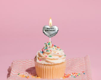 Happy Birthday Candles Heart Style Cake Topper Decor