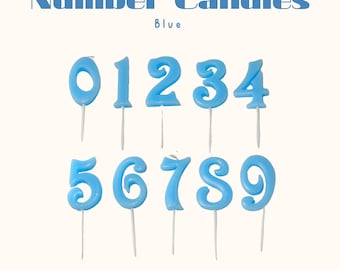 Light Blue Number Candles, Birthday Cake Decoration, Baby Shower Milestone Candles