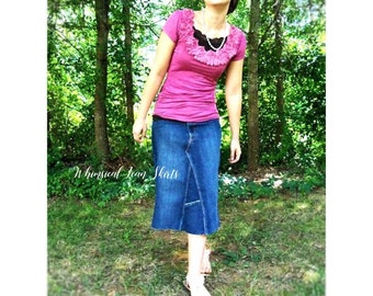 maternity jean skirt knee length