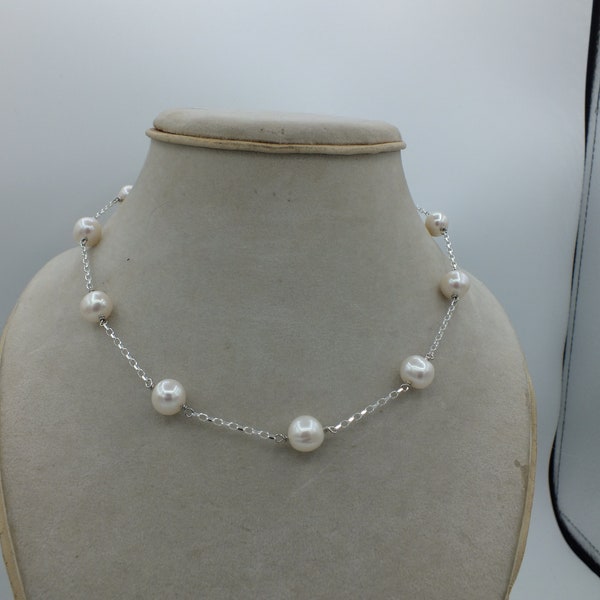 17 inch Tin cup fresh water pearl necklace