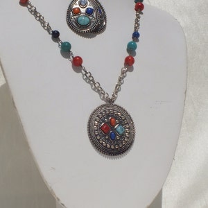 Tibetan style necklace and earrings