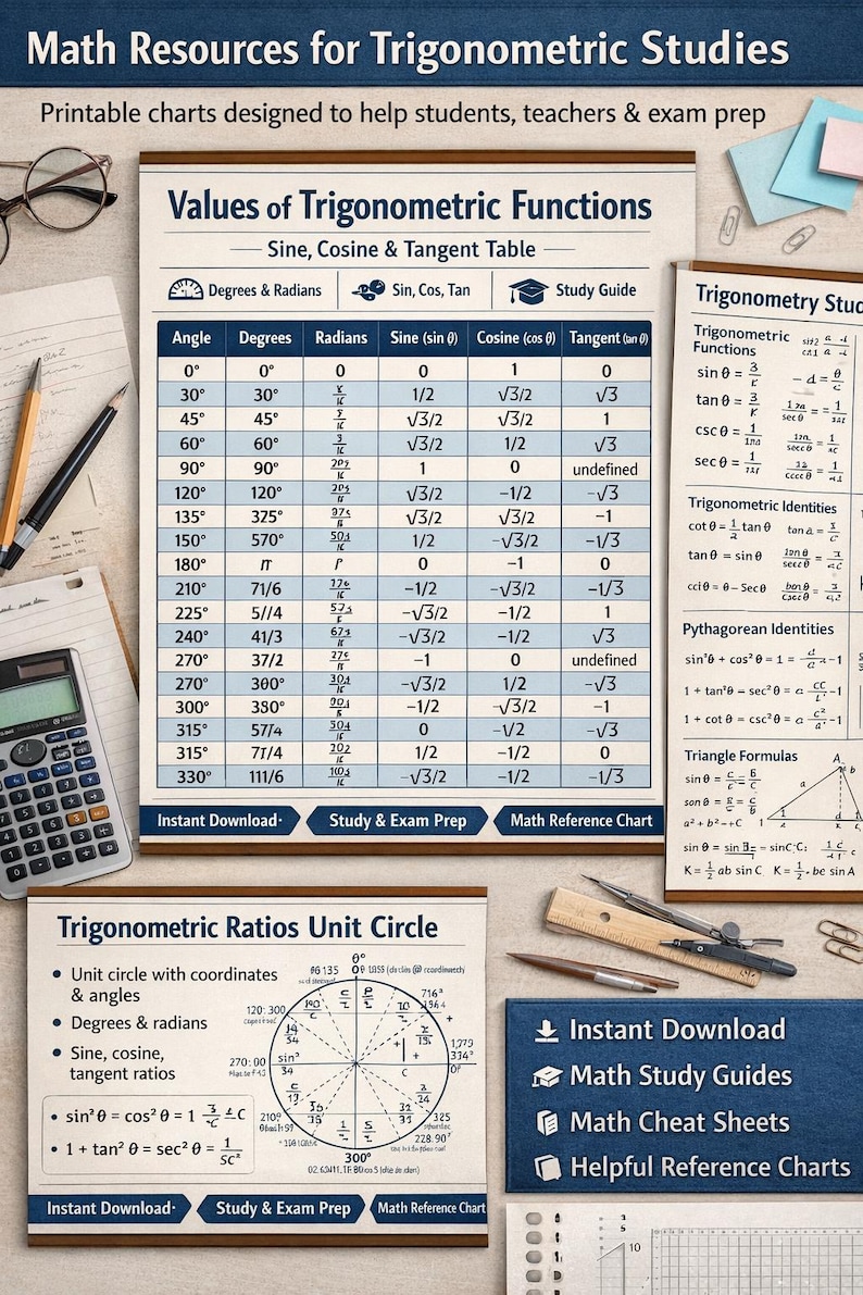 Tangent Formula Table Values of Trigonometric Functions Chart | Sine Cosine Tangent Table ...