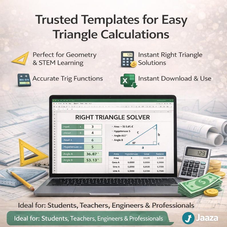 Digital Science Template (right Triangle Solver Excel Sheet) - Etsy