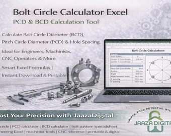 Bolt Circle Calculator Excel  PCD & BCD Calculation Tool Engineering and Machining Spreadsheet