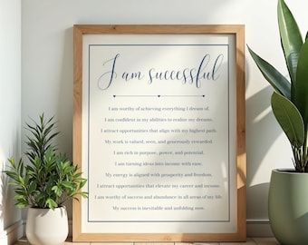 Arte mural de afirmaciones diarias / Póster imprimible de afirmaciones de éxito / Pósteres motivacionales decorativos