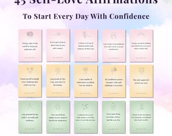 Self-Love Affirmation Cards | Printable Daily Positive Quotes Card Deck for Confidence, Body Positivity & Self-Esteem