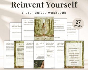 Reinvent Yourself Workbook | Find Yourself Journal | Self-Discovery Guide | Printable Self-Growth Worksheets
