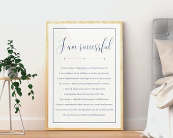 Success Quotes Poster | Motivational Wall Art | Law of Attraction Wall Decor | Daily Affirmations Printable