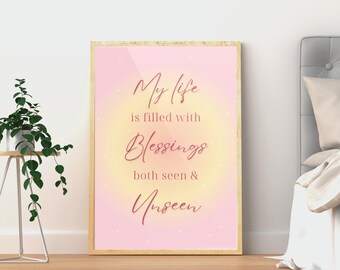 Pink Bedroom Wall Decor | Manifestation Digital Art | Printable Affirmation Poster | Quote Poster