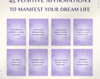 Tarjetas imprimibles de afirmaciones de manifestación / Baraja de manifestación para abundancia, dinero y éxito / Baraja de cartas afirmativas diarias