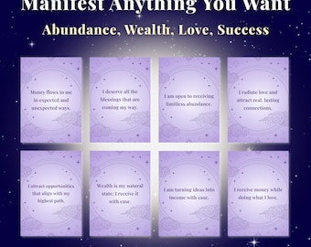 Manifestation Cards Printable | Law of Attraction Daily Affirmations for Manifesting Money, Wealth, Success & Abundance
