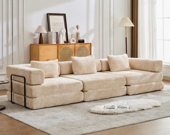 Luxury couch, Modular Corduroy Floor Sofa, Living Room Couch, Gaming Lounge Sofa with Cushions, Soft Floor Seat Seating Set for Modern Homes