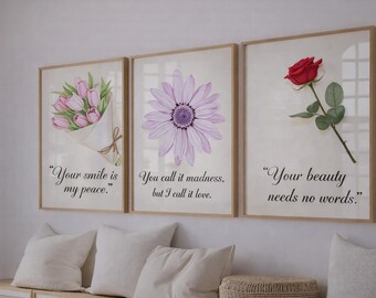 Flower wall arts,home decor, Gift for girl, family gift, office posters, boho art,