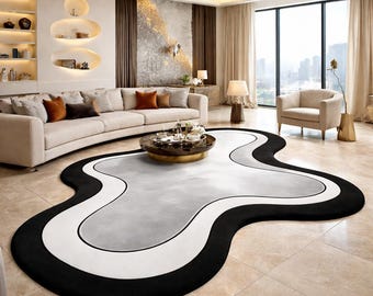 Hand Tufted Abstract Rug, Modern Luxury Area Carpet, Irregular Decor