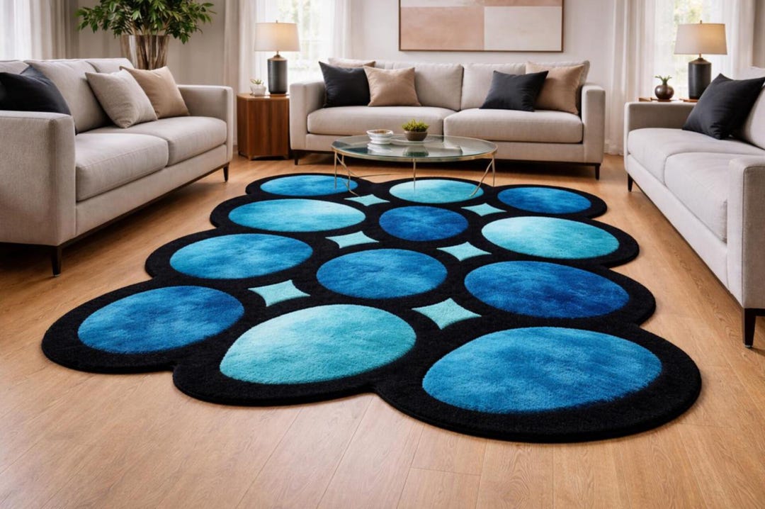Hand Tufted Blue Bubble Rug, Abstract Modern Carpet, Custom Size - Etsy