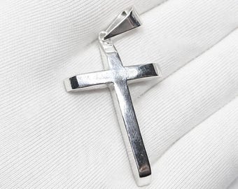 925 Sterling Silver Cross Pendant Necklace Elegant Minimalist Religious Jewelry Gift