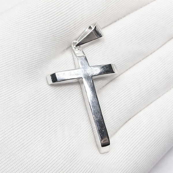 925 Sterling Silver Cross Pendant Necklace Elegant Minimalist Religious Jewelry Gift