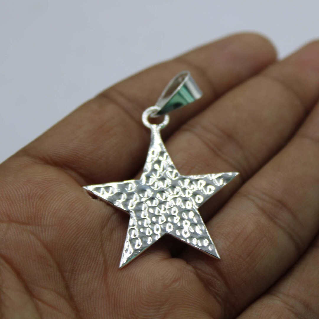 Stars Silver Hammered Sterling Silver Star Pendant, Handcrafted Jewelry - Etsy