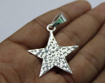 Hammered Sterling Silver Star Pendant, Handcrafted Jewelry