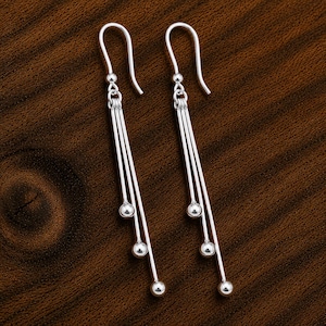 Ohrhänger mit Quasten aus 925er Sterlingsilber, minimalistische Kettenanhänger