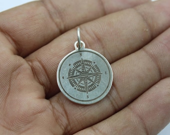 Solid 925 Sterling Silver Compass Pendant Necklace Detailed Nautical Charm Adventure Inspired Jewelry Gift For Women