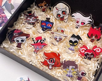 Hazbin Hotel Chibi acryl standaard set (5 cm / 2") | Schattige mini standaard met kaarten en stickers