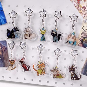 Witch Hat Atelier Cat Form Keychain, Acrylic Keyring, Fan Gift, Bag Charm, Collectible Keychain