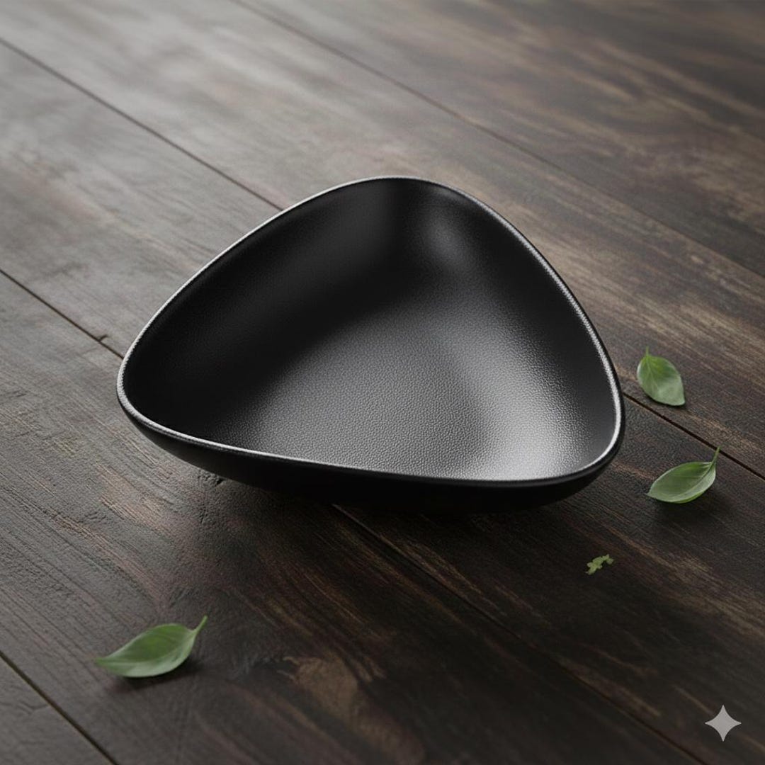 Matte Black Ceramic Triangular Pasta Bowl - Etsy