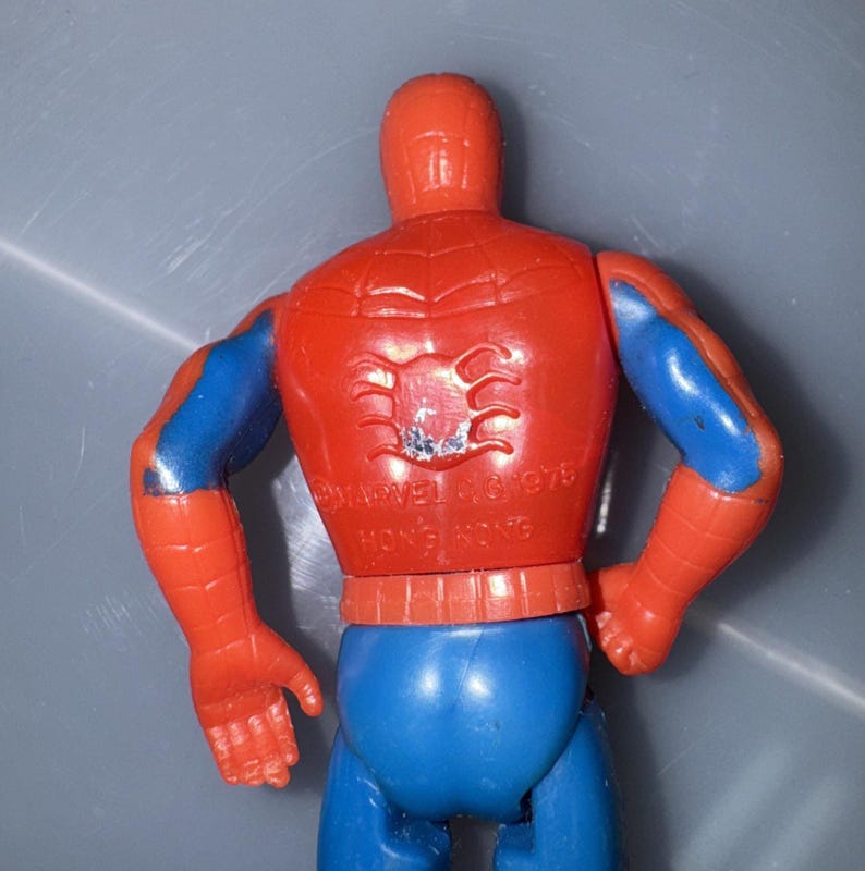 Vtg 1975 Mego Pocket Heroes Spider-Man 4" Figure Rare Blue Arm Variant Marvel Bild 10