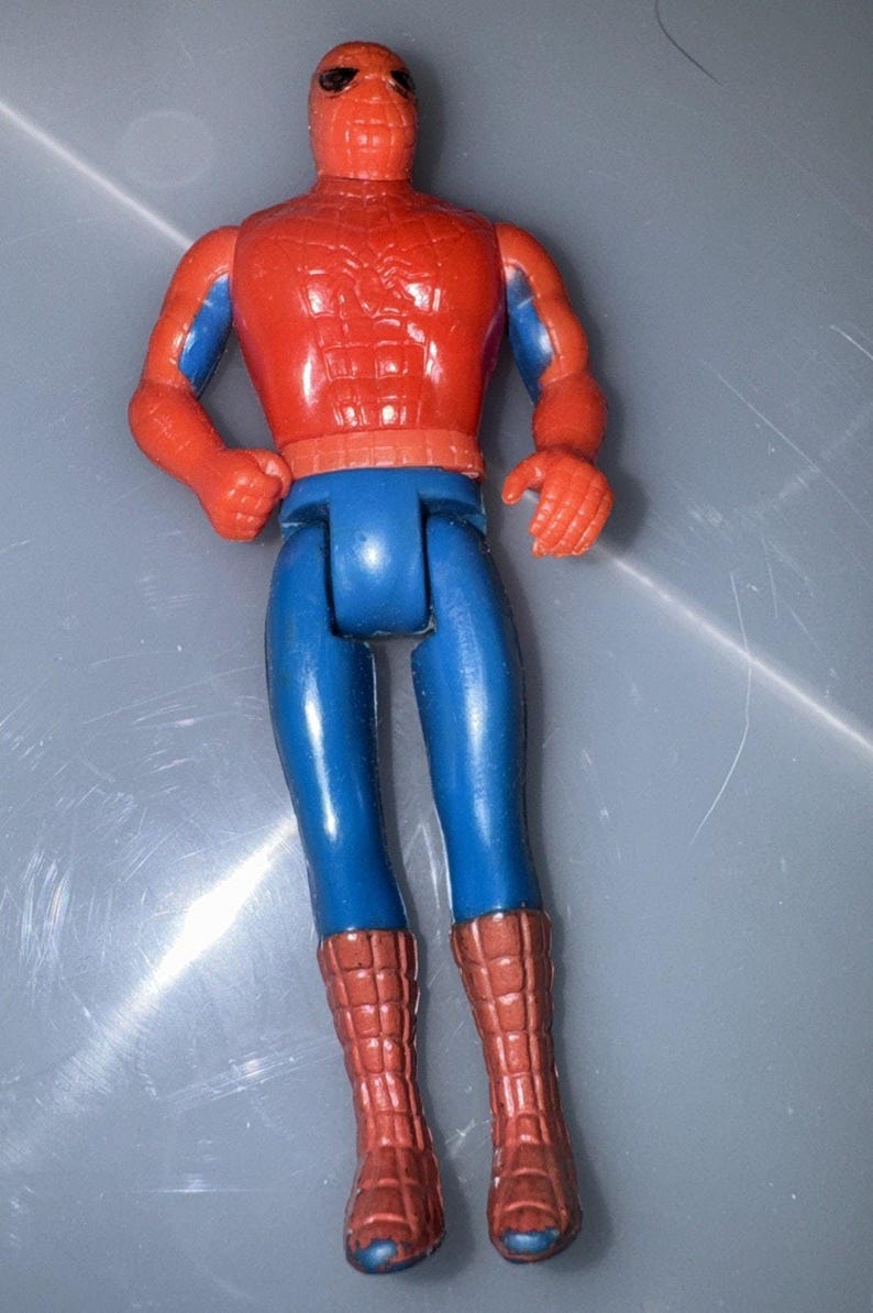 Vtg 1975 Mego Pocket Heroes Spider-Man 4" Figure Rare Blue Arm Variant Marvel Bild 1