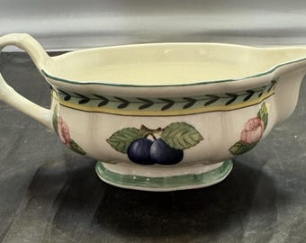 Villeroy & Boch French Garden Fleurence Gravy Boat Sauce Server Porcelain Dish