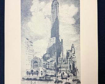 Vintage 1939 Carl Abel Park Avenue 50th St St Bartholomew’s Church NYC Print