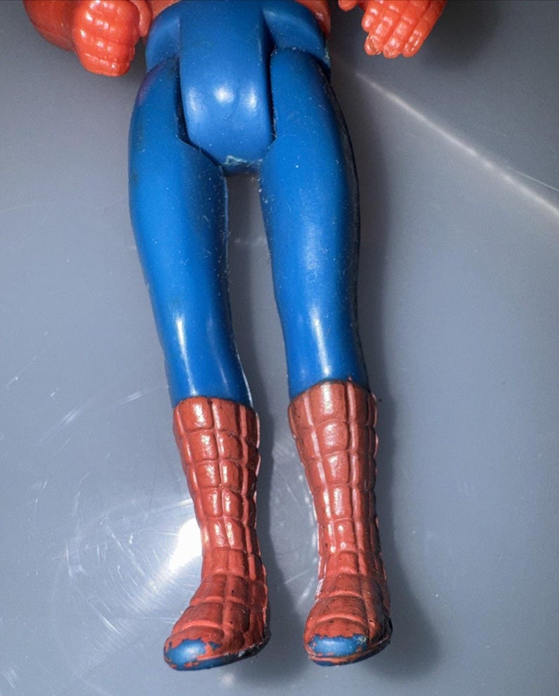 Vtg 1975 Mego Pocket Heroes Spider-Man 4" Figure Rare Blue Arm Variant Marvel Bild 4