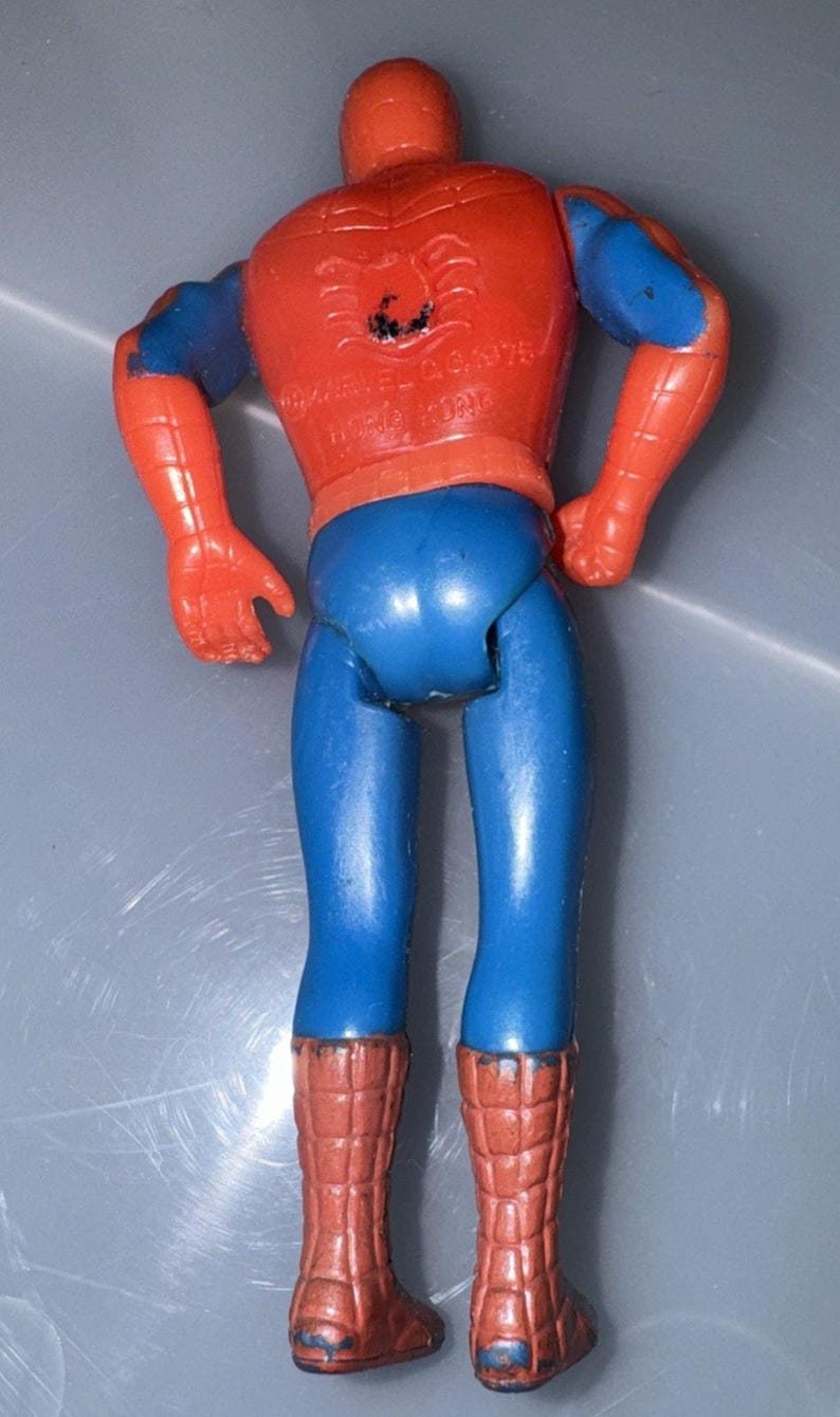 Vtg 1975 Mego Pocket Heroes Spider-Man 4" Figure Rare Blue Arm Variant Marvel Bild 9