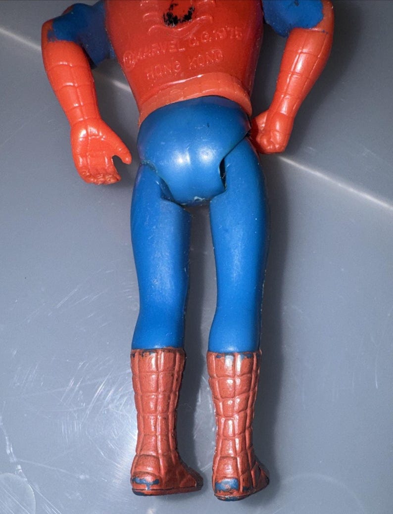 Vtg 1975 Mego Pocket Heroes Spider-Man 4" Figure Rare Blue Arm Variant Marvel Bild 11