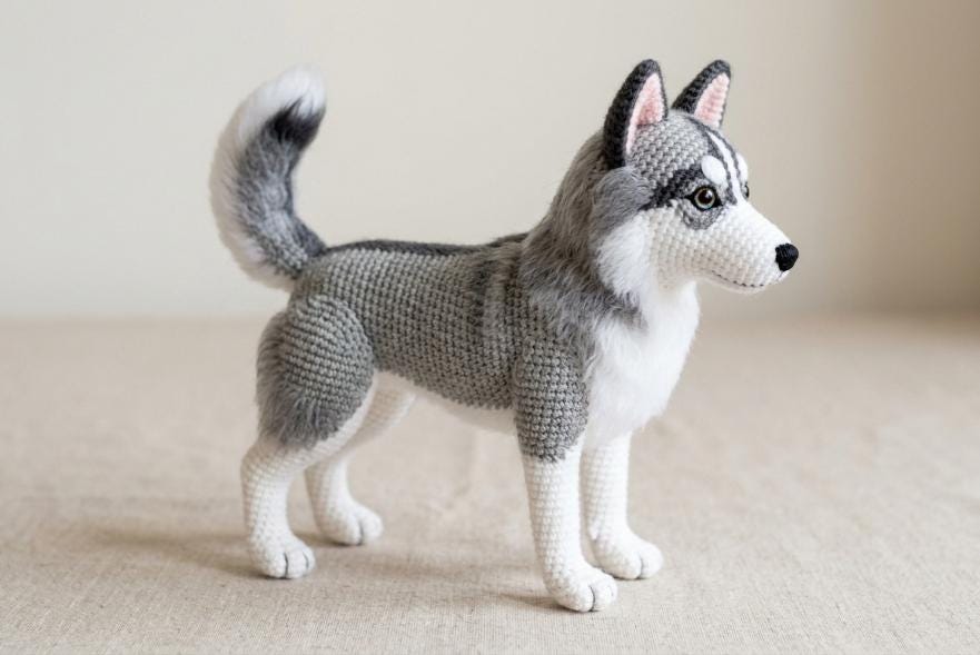 39 Husky Crochet Patterns for Plushies, Loveys, Cup Cozies, and Handmade Gifts 20 Realistic Siberian Husky Crochet Pattern No-Sew Amigurumi