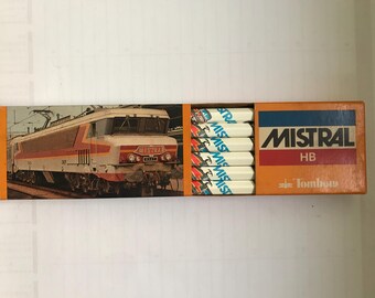 12 Vintage TOMBOW Bleistifte Box No.3092 HB "Mistral Train" Bleistifte - Made In Japan - Unbenutzt - New Old Stock."
