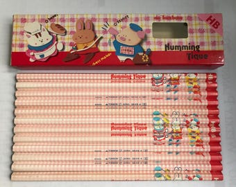 12 Vintage TOMBOW Pencils: GB-480 HB  "Humming Tique" Pencils - Made In Japan - Unused - New Old Stock