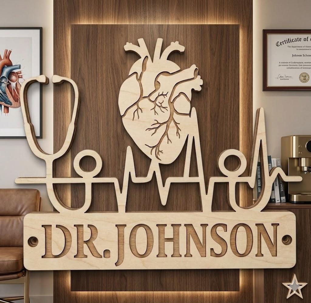 Personalized Cardiology Office Wall Decor, Custom Doctor Name Sign or ...
