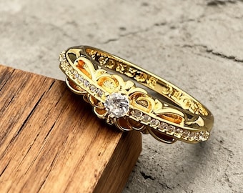 Guardian Cross Flower Stackable Ring, 925 Silver & 22K Gold Plated Multi-Stone CZ