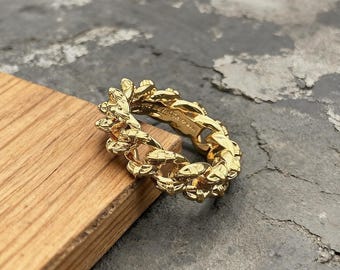 Gold Kettenglied Statement Ring, 22K Vergoldet Gothic Punk Hip Hop Band