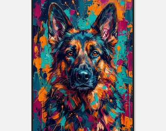 ジャーマンシェパードのボス」プリント水彩画。GSD アート、GSD 水彩画