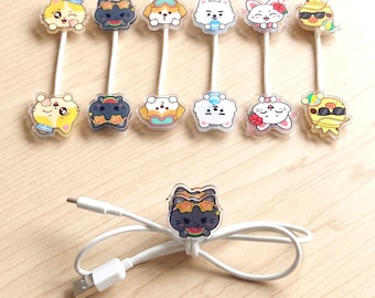 ENHYPEN ENCHIN Inspired Magnetic Cable Organizer | Summer Theme K-pop Cord Keeper | ENGENE Desk Accessory