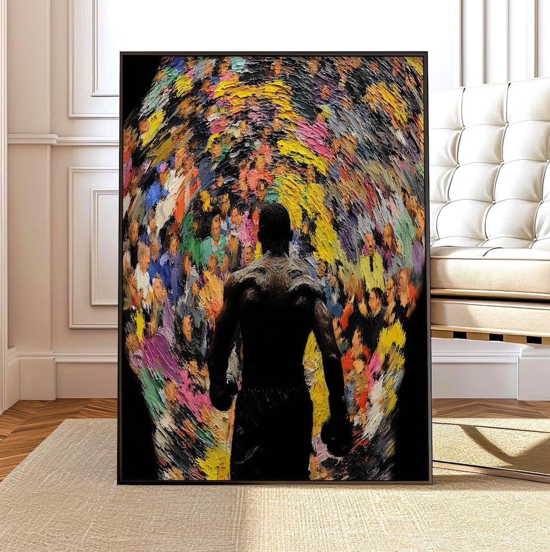 Abstract Boxer Walking Toward the Ring Through Tunnel of Colour ...