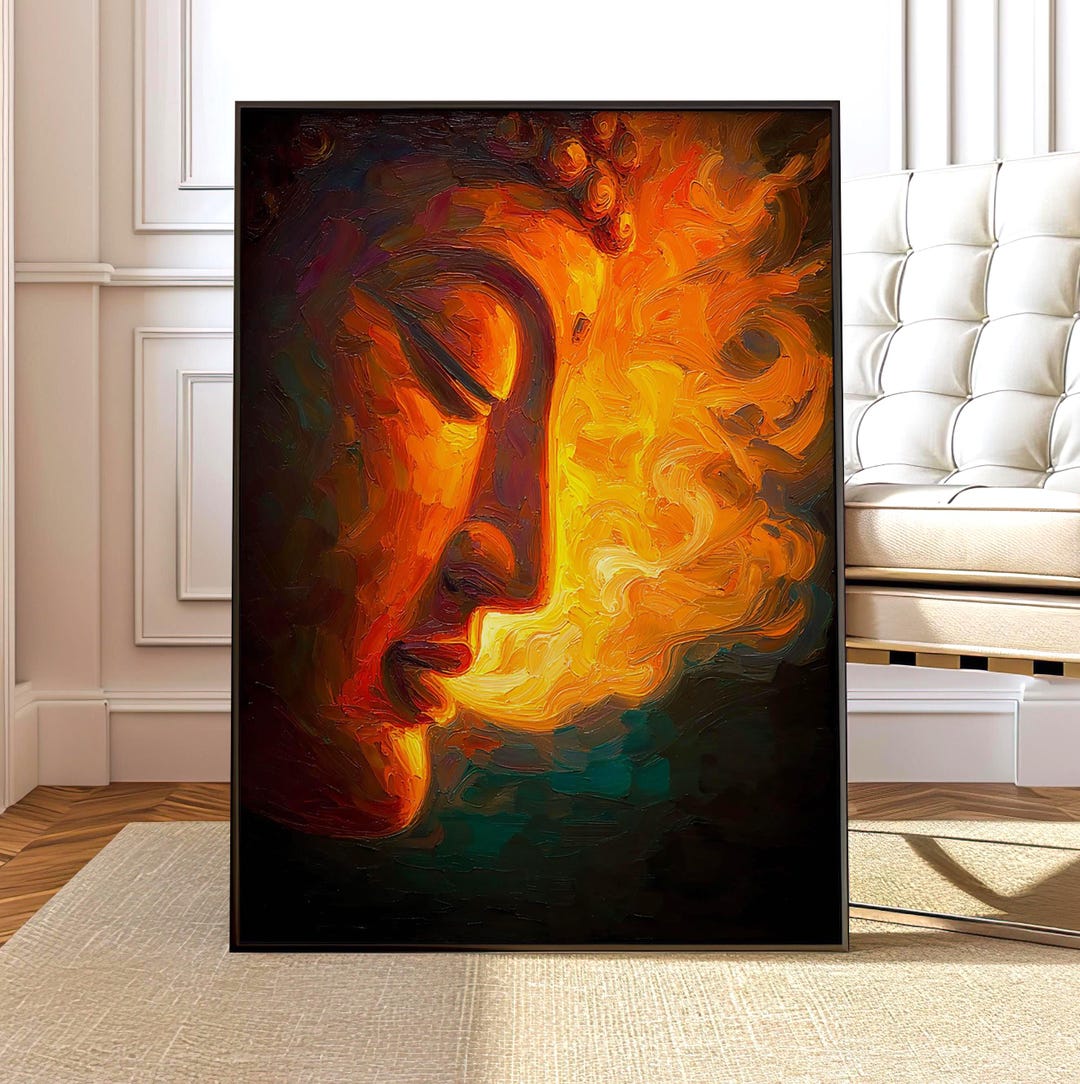 Golden Buddha Abstract Wall Art Print, Zen Meditation Artwork, Buddhist ...