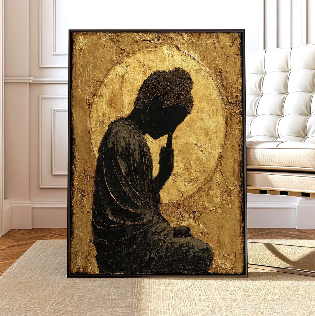 Golden Buddha Wall Art Print, Zen Spiritual Poster, Meditation Buddhist ...