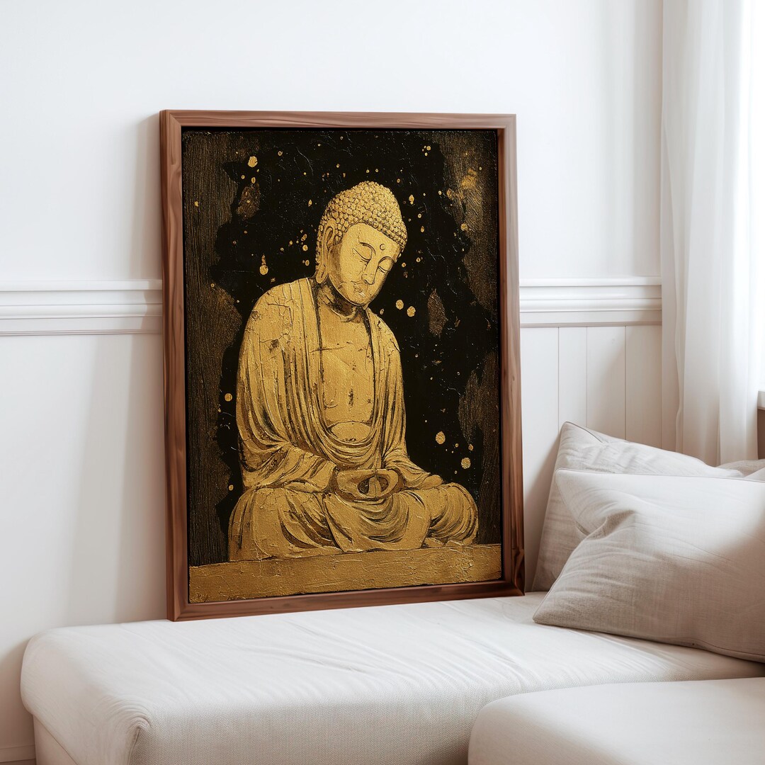 Golden Buddha Meditation Wall Art Print, Zen Spiritual Poster, Buddhist ...